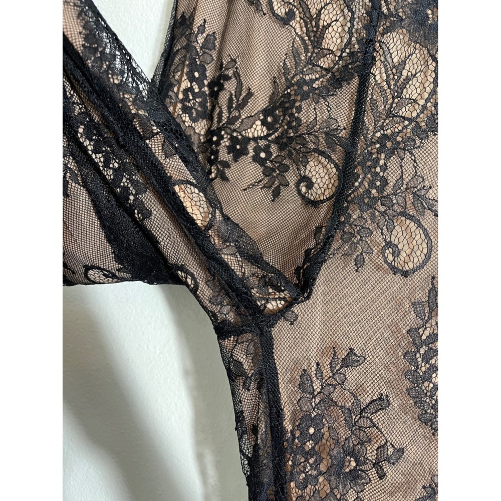 HOUSE OF CB Ivy Black Lace High Waist Flare Trouser Pants Nude Illusion - Picture 8 of 10